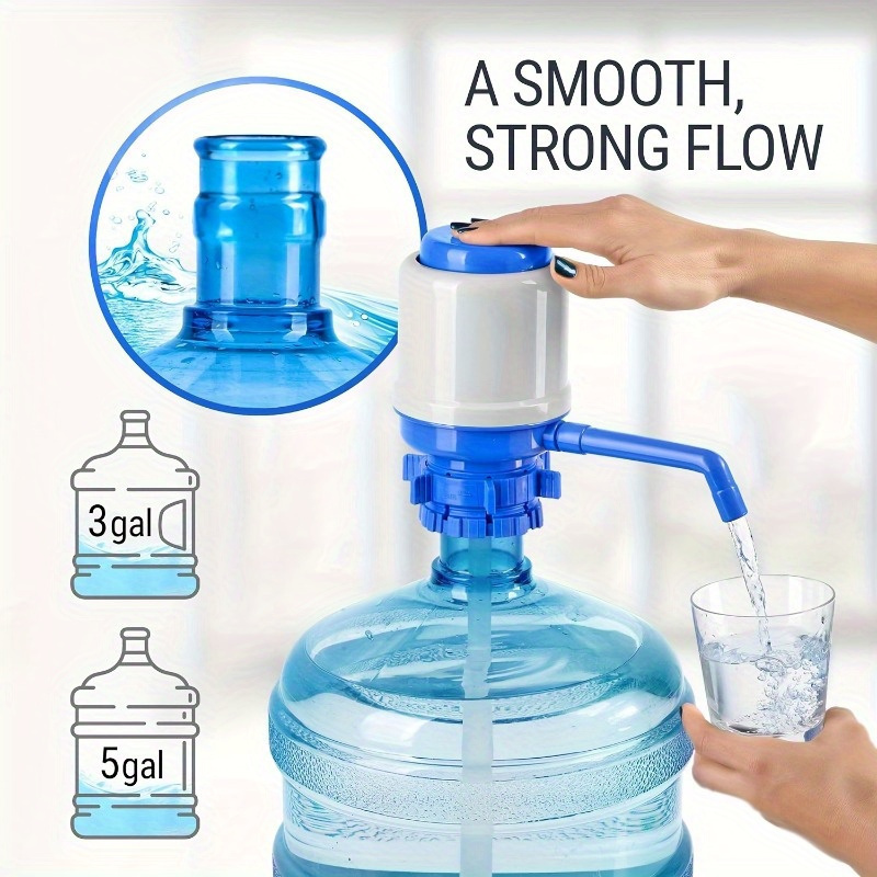 Food Grade Hand Press Water Bottle Pump, Portable Drinking Fountain Pressure Pump with Extra Short Tube, Easy Water Dispensing