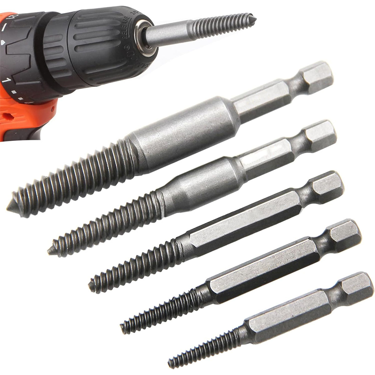 5/6 Pcs, Broken Bolt, Damaged Screw, Easy Out Screw Bolt Extractor Set, Water Pipe Remover Set, Screw Extractor Set.