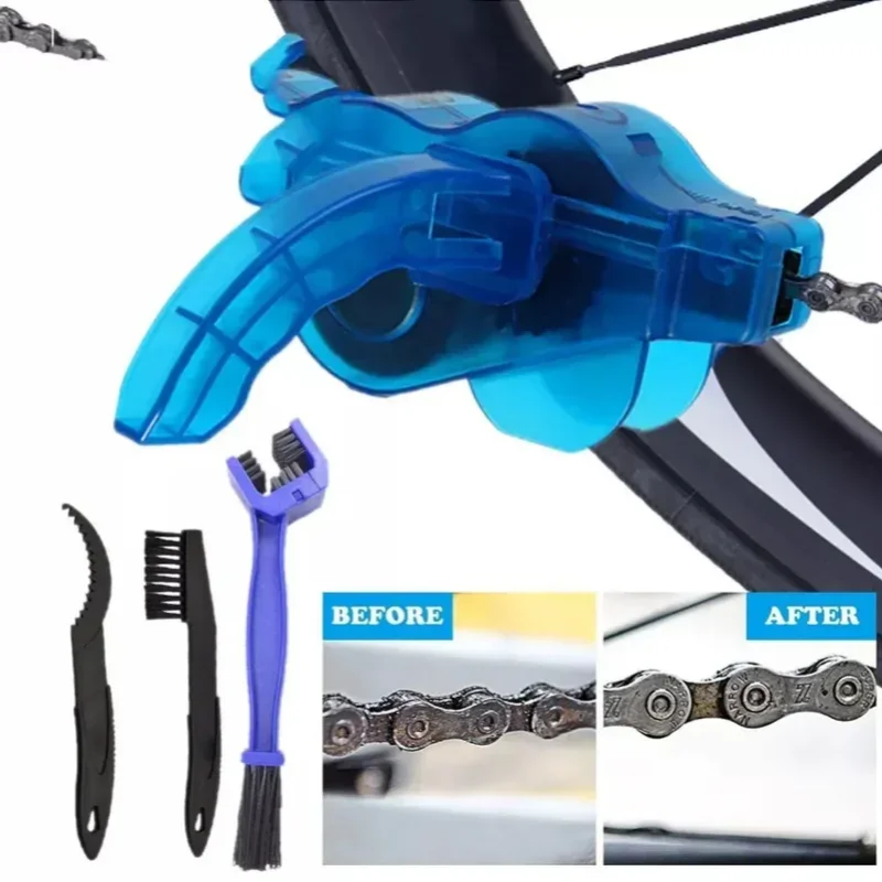 1/4pcs Bicycle Chain Cleaner Cleaning Tool Kit Outdoor Portable Washing Tool Mountain Bicycle 3D Chain Brush