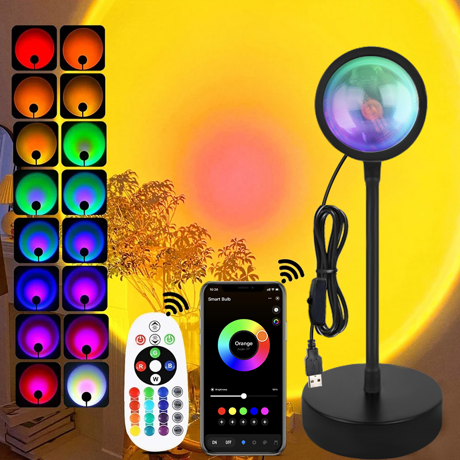 Smart Sunset Lamp Tuya USB Sunset Projector Light RGB Smart Life APP Remote For Room Photography Background Decor Lighting lightify