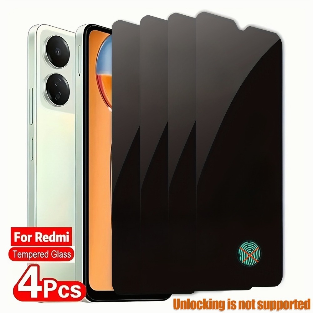 4Pcs Anti Spy Tempered Glass for Redmi Note 14 5G 13 12 11 Pro 14S 12S 11S Screen Protector for Redmi 15C 15 14C 13C 12C 10A 9A