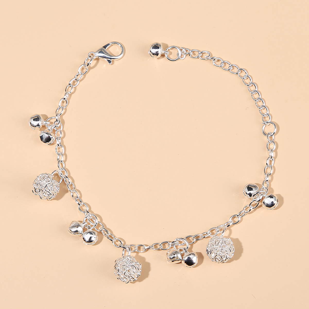 1pc vintage Bohemian alloy bell ball women's bracelet summer personalized accessory