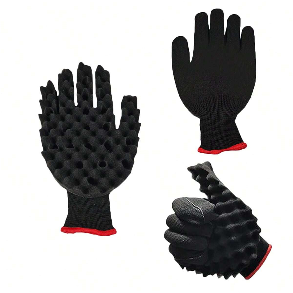 1pc Black Curls Hair Sponge Glove Hair Brush Hair Styling Tools for Men and Women General