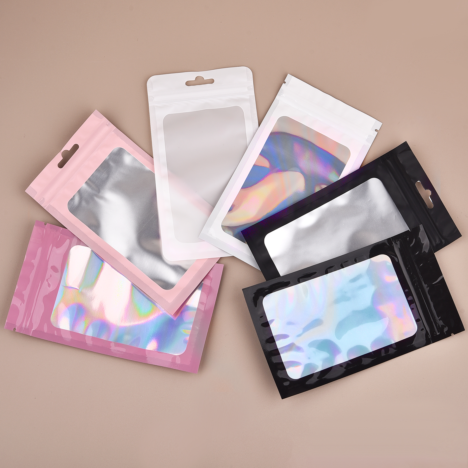 20PCS Transparent Laser Thicken Sealed Packaging Bags For Jewelry Display Ring Necklace Storage Handicrafts Packaging Bag