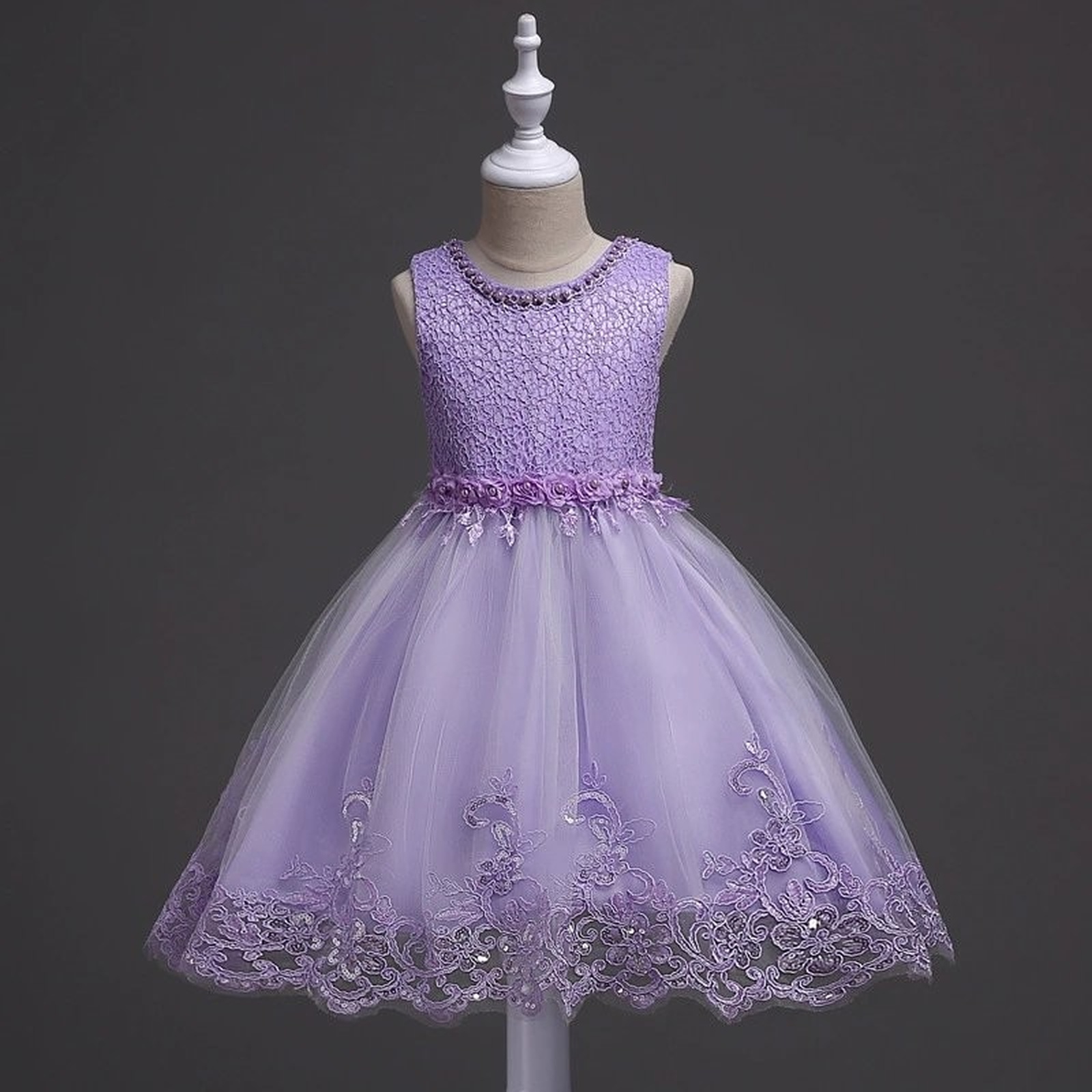 Lovely Lace Appliques Beaded Flower Girl Dresses Kids Evening Gowns for Wedding First Communion Dresses Vestido Comunion 2-10Yrs
