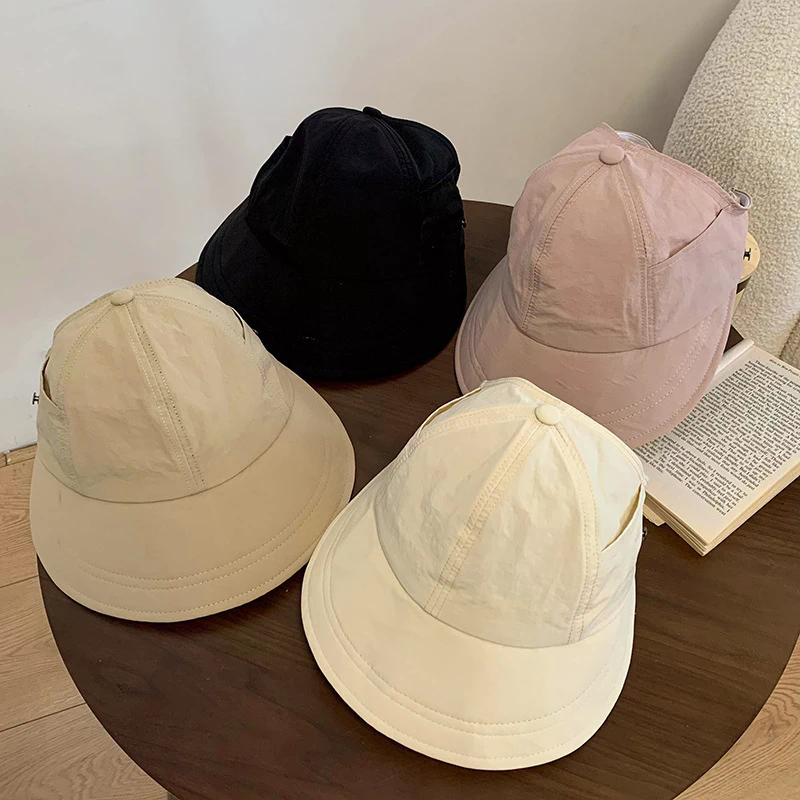 Foldable Wide Brim Ponytail Sun Hat Adjustable Cap Summer Quick-dry Visor Fisherman Cap For Women Beach Hat