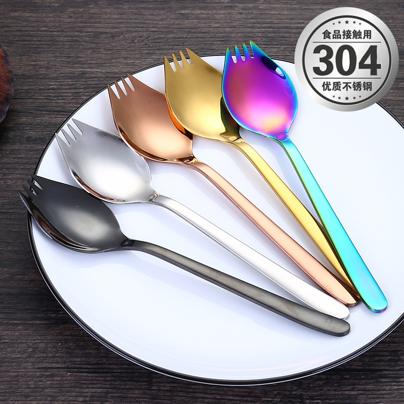 304 Stainless Steel Fork Spoon Salad Spoon Set Spoon Fork Fruit Fork Soup Spoon Western Food Fork Spoon Children's Spoon
