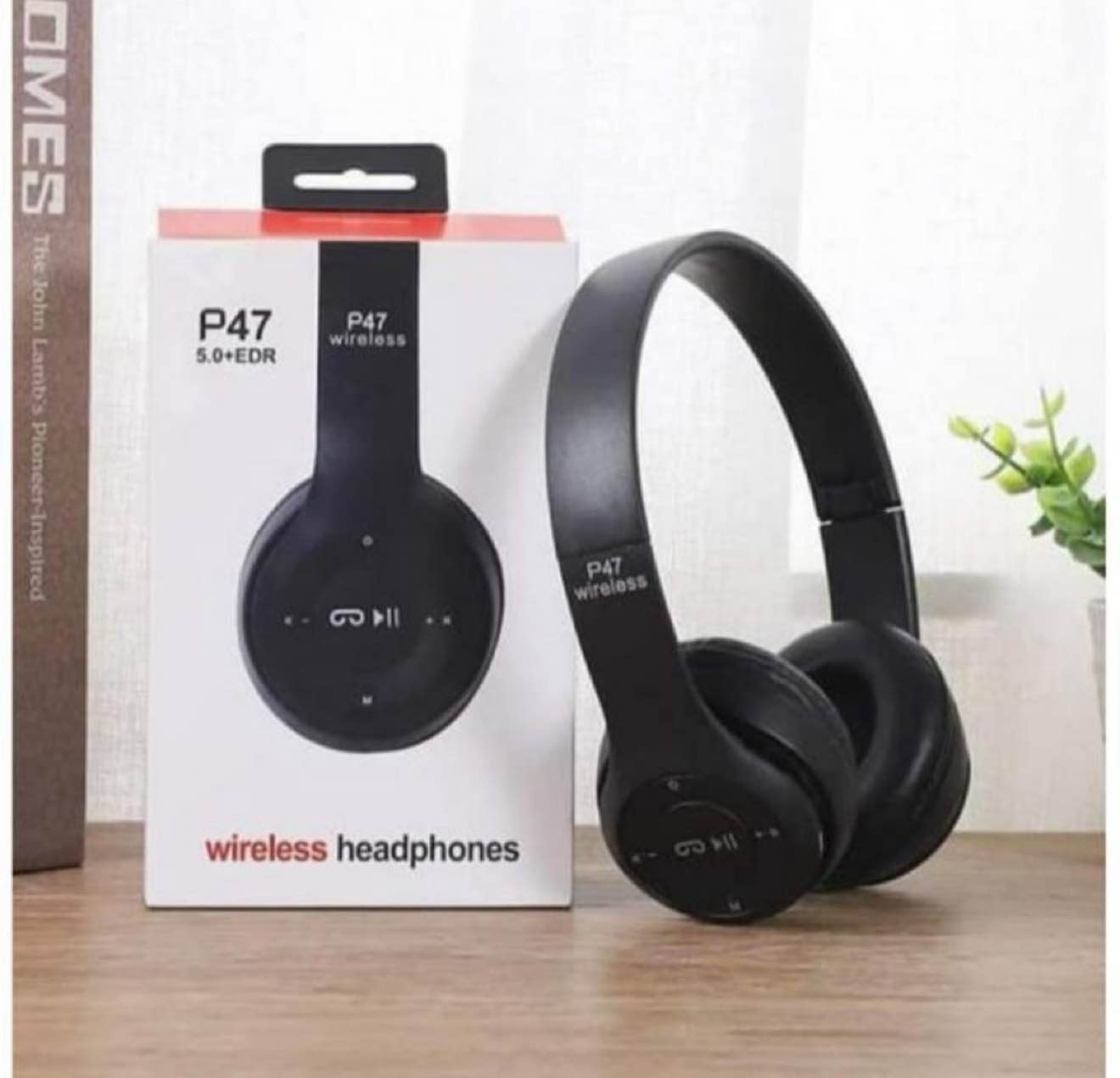 100% Quality Wireless Headphones Over Ear P47 Super Bass 5.1, Volume Control, Bluetooth, Card Support SD, LED Lights, Compatible with Android, Built-in Microphone, FM Radio