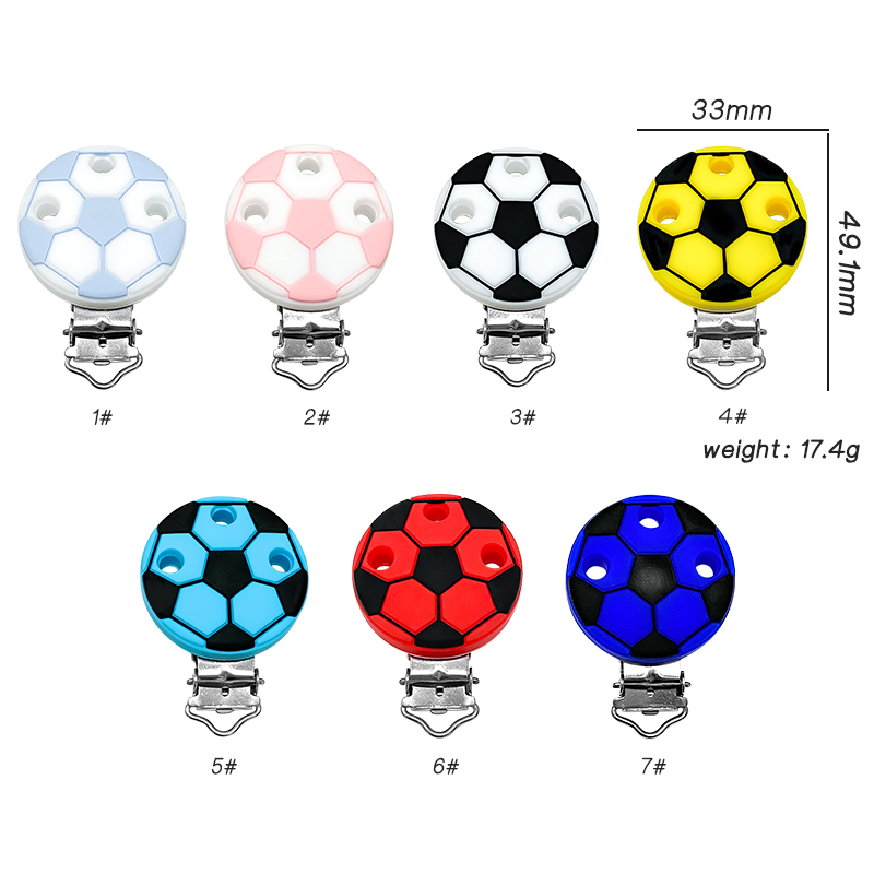 3pcs Silicone Cartoon Soccer Clip Baby Silicone DIY Nursing Necklace Pacifier Clips Jewelry Accessories