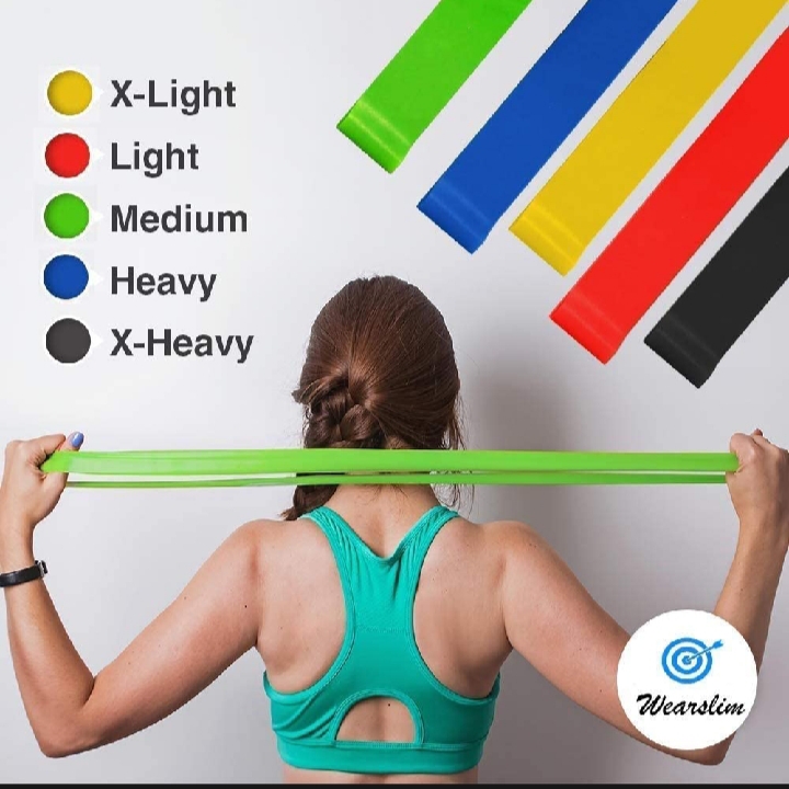 Pack Of 5 Different Levels Elastic TPE Resistance Bands, Yoga Gym Equipment Exercise Loop Bands