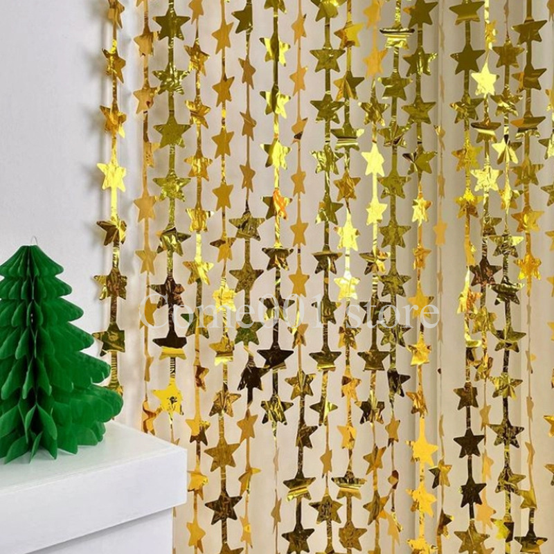 Gold Silver Star Heart Party Banners Anniversary Happy Birthday Wall Hanging Fringe Baby Shower Decorations Photo Props Supply