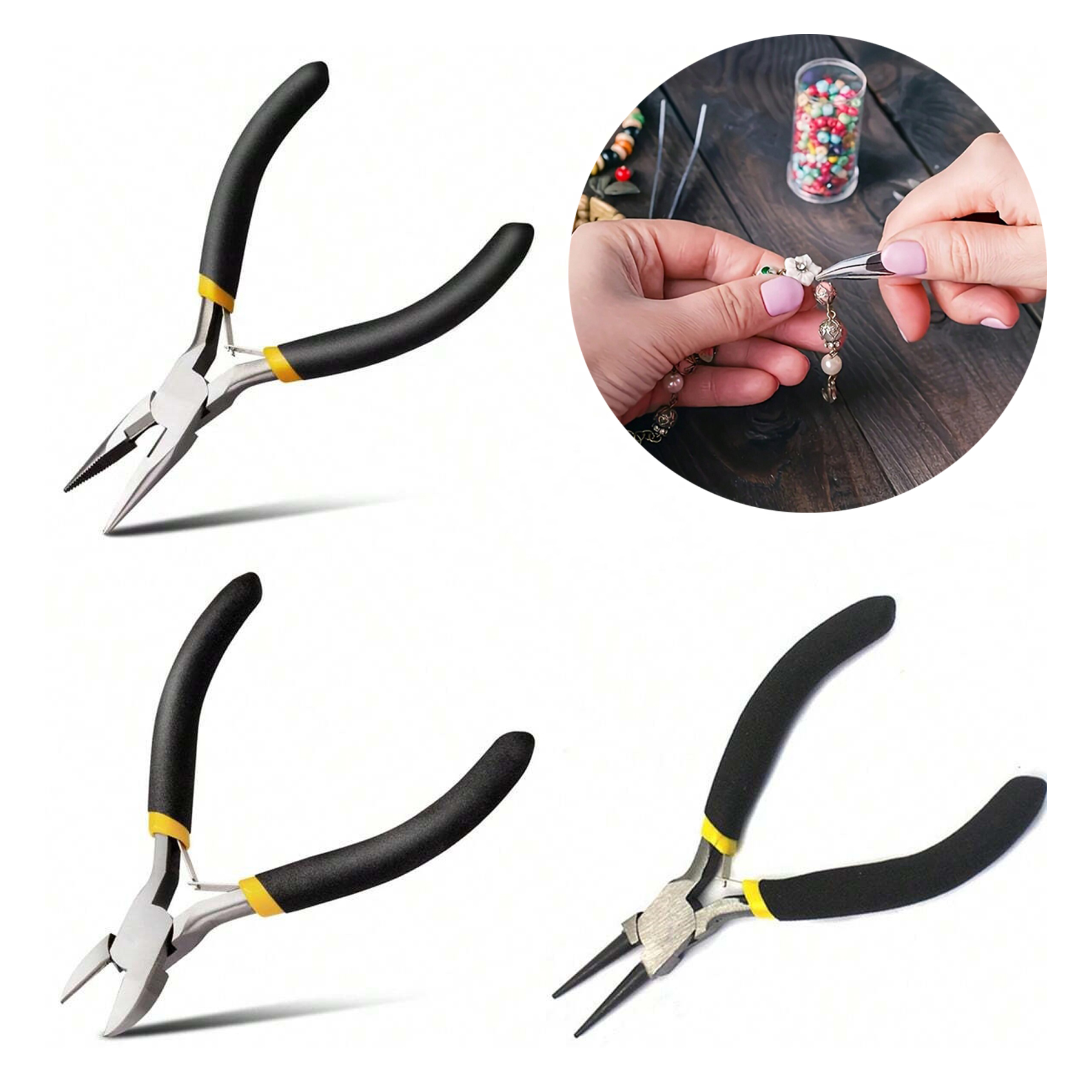 3/1pcs Black and yellow pliers, tool pliers, bead jewelry production, repair, DIY bead chains, essential for home use