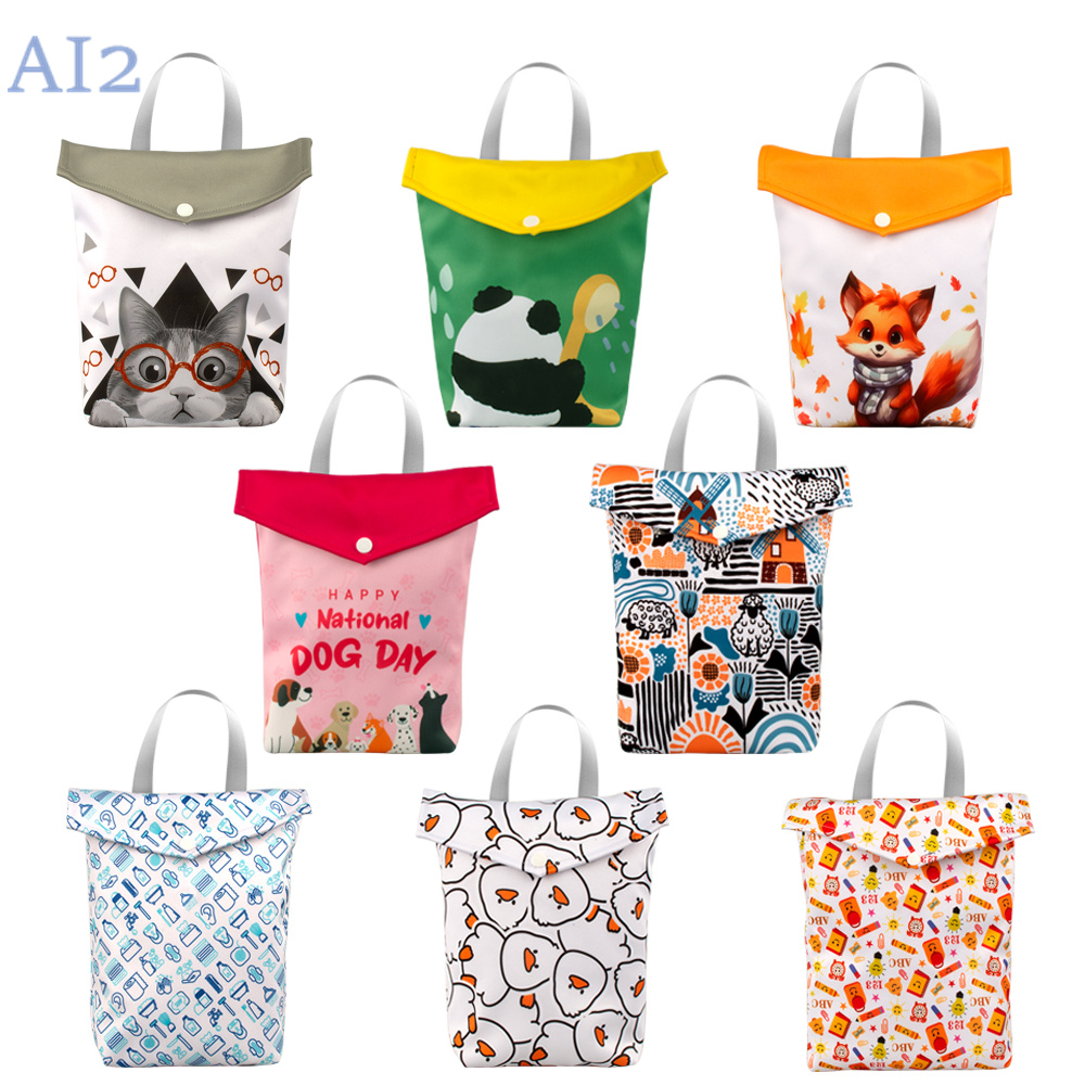 AI2 Multifunction Baby Diaper Bag Cute Cartoon Animal 20*25cm and 25*30cm Mommy Portable Storage Bags New Design Wet Bag