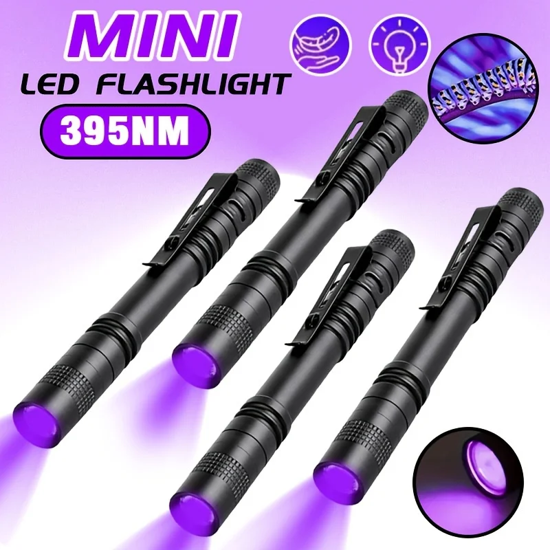 395nm UV Flashlight Ultraviolet Light,Pet Dog Cat Urine Detector Scorpion Finder,Portable UV Lamp w/ Pen Clip Use AAA Batteries