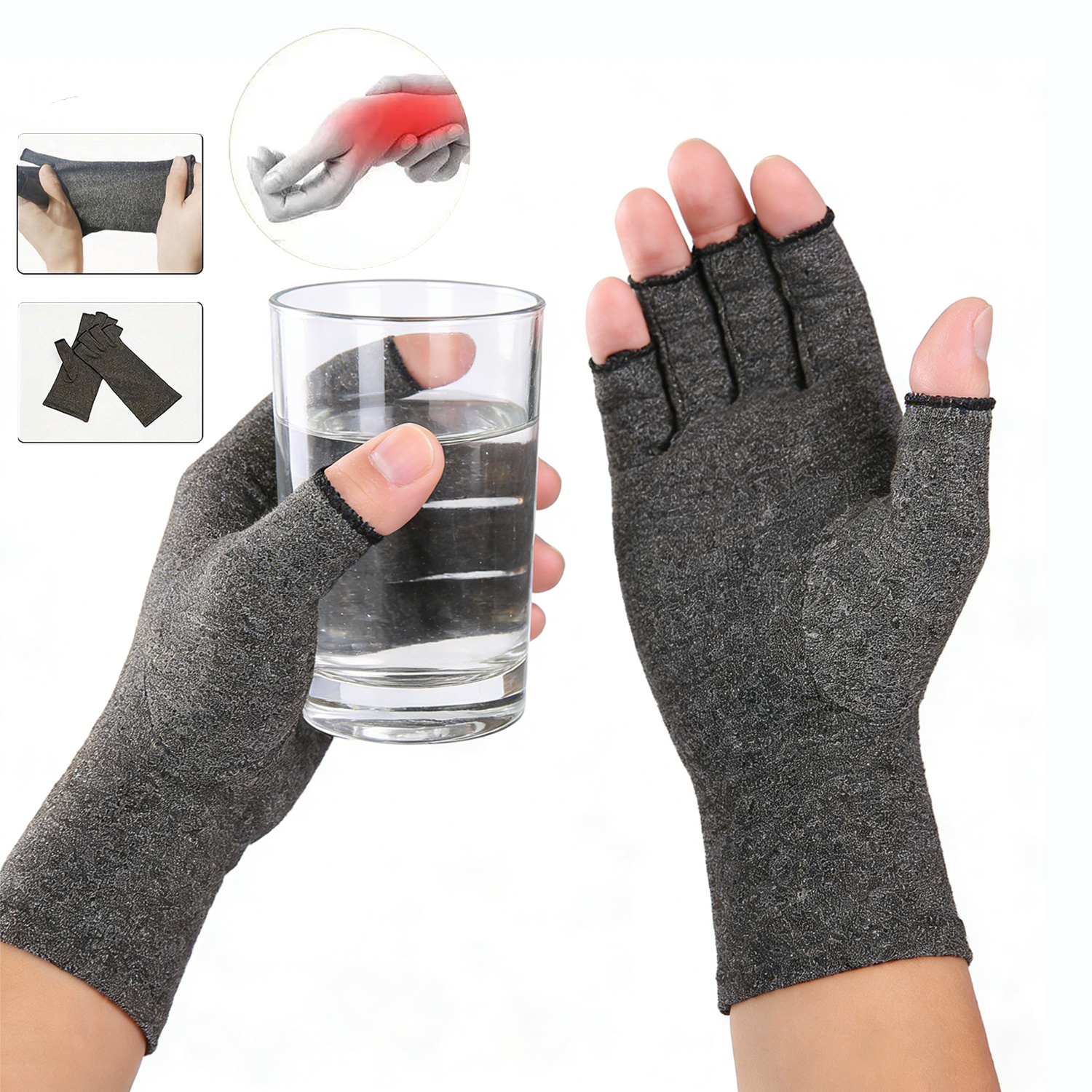 Climbing Gloves Relieve Hand Discomfort with 1pair Fingerless Compression Gloves