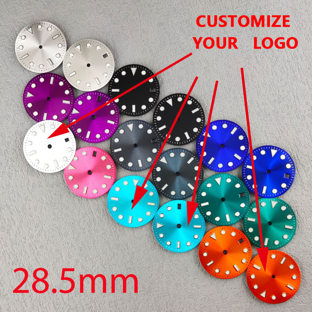 Watch Dial 28.5mm With NH35 Dial Watch Hands Luminous Fit NH35 NH36 Diver Watch Faces Automatic Movement Replacement