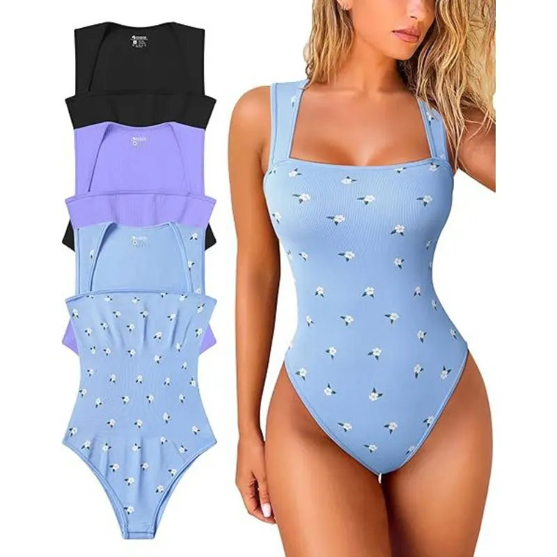 Women Thread Short Bodysuit Seamless Sleeveless Knited Bodysuit Fitness Yoga Trainning High Elastic Sports Unitard Jumpsuit