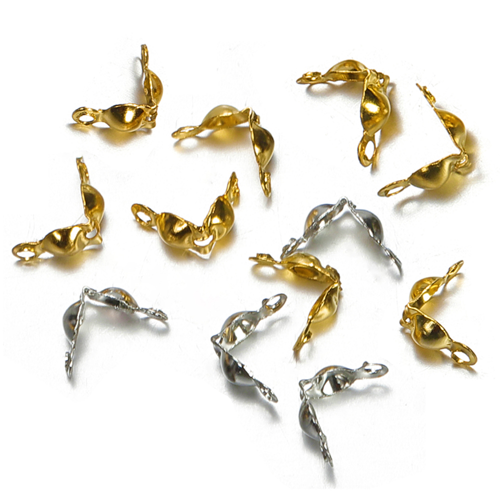 200pcs 4x7mm End Beads Crimp Fastener Cap Connector for Bracelet Necklace Chains DIY Jewelry Making Kit Set