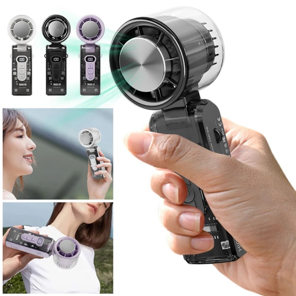 FC8 Foldable Mini Fan 100-Speed, 3600mAhBattery Capacity USB Rechargeable Hand Fan with LED Display, Strong Wind & Ice Cooling