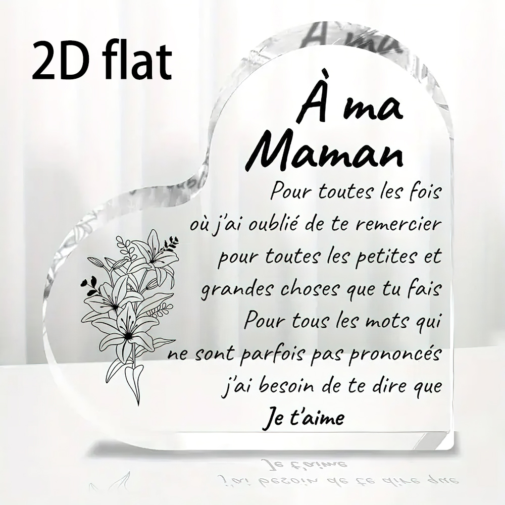 2D Flat 1pc Decorative Plaque & Statues Mother'S Day Decorations Indoor, French 'À Ma Maman Je T'aime' Sign Decor for Table