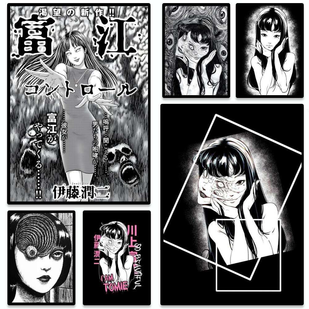 Fashion JJ-Junji Ito Tomieful Poster Waterproof Self-Stick | Durable Decor | Ideal for Bedroom, Kitchen & Entryway