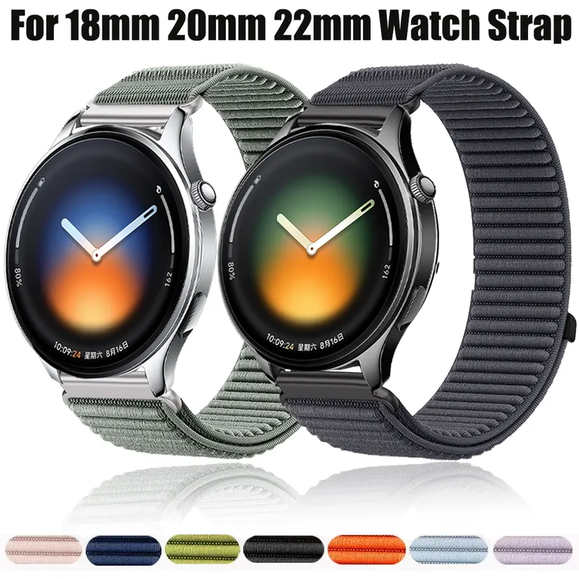18mm 20mm 22mm Nylon Loop Strap for Watch 5 S4/ Watch S-X2-X Sports Bracelet for Watch 5 GT6/5/4 Pro 46mm 41mm