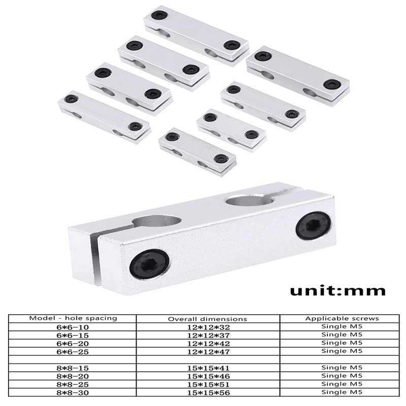 1Pc Aluminum Alloy 6MM 8MM Pillar Parallel Clamp With The Same Diameter Optical Axis Fixing Steel Pipe Round Frame Connector
