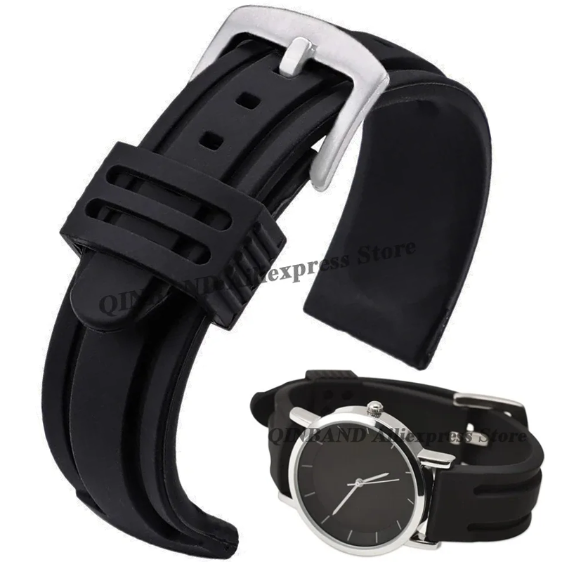 18mm 20mm 22mm 24mm 26mm 28mm 30mm Silicone Diving Watch Strap Men's Sport Watchband Soft Waterproof Wrist Belt Bracelet