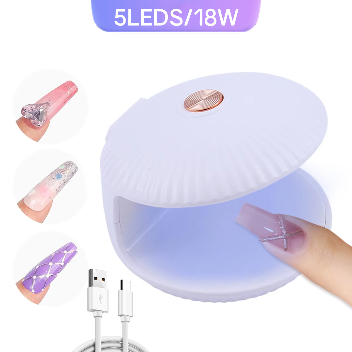 DianaBeauty Shell-shaped Mini Portable Nail Lamp Fast Curing UV LED Lamp Professional Gel Polish Drying Lamp Phototherapy Tools