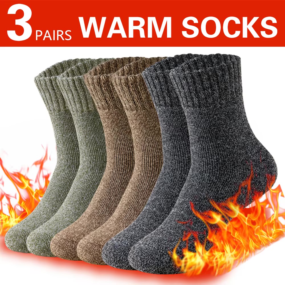 1/3 Pairs Autumn Winter Thick Towel Men's Socks Man's Outdoor Sports Long Socks Cold Resistant Frost Proof Snow Socks For