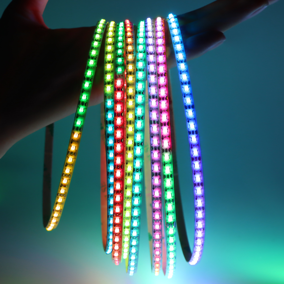 Smart RGBIC WS2812B IC Pixels LED Strip Light DC5V 160LEDs/M Individual Addressable 2020SMD Chasing Neon Tape For Home Car Decor lightify
