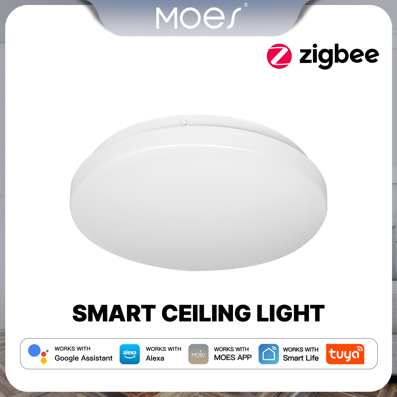 MOES Tuya Zigbee Smart Ceiling LED Light Ambient Lamp Color Temp Tunable RGB Dimming App Voice Control WorkWith Alexa GoogleHome