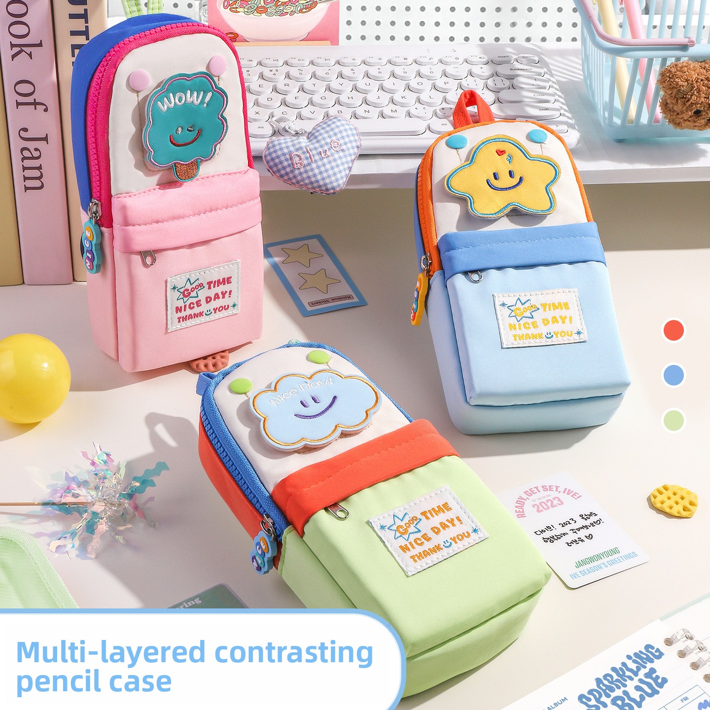 1pc Cute Cartoon Mini Backpack Large Capacity Pencil Bag Student Stationery Portable Schoolbag Storage Pen Bag Kids Reward