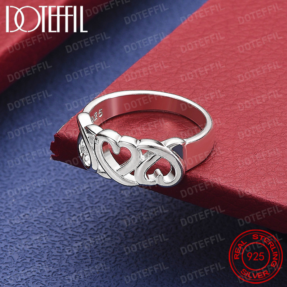 925 Sterling Silver Love Heart Ring For Woman Wedding Engagement Party Fashion Charm Jewelry