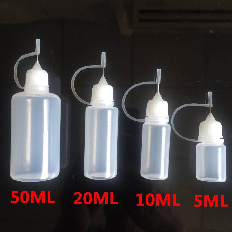 2/5PCS 5ml 10ml 20ml 30ml 50ml 60ml 100ml PE Plastic Squeezable Tip Applicator Bottle Refillable Dropper With Needle Tip Caps