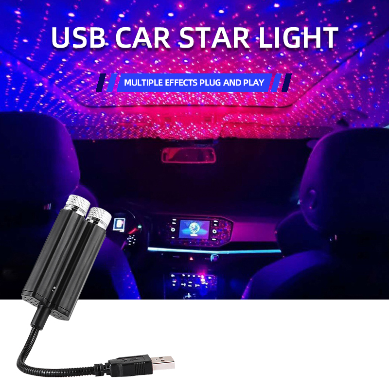 1pcs Car Interior Lights Roof Star Light USB LED Starry Atmosphere Projector Decoration Night Party Decor Light