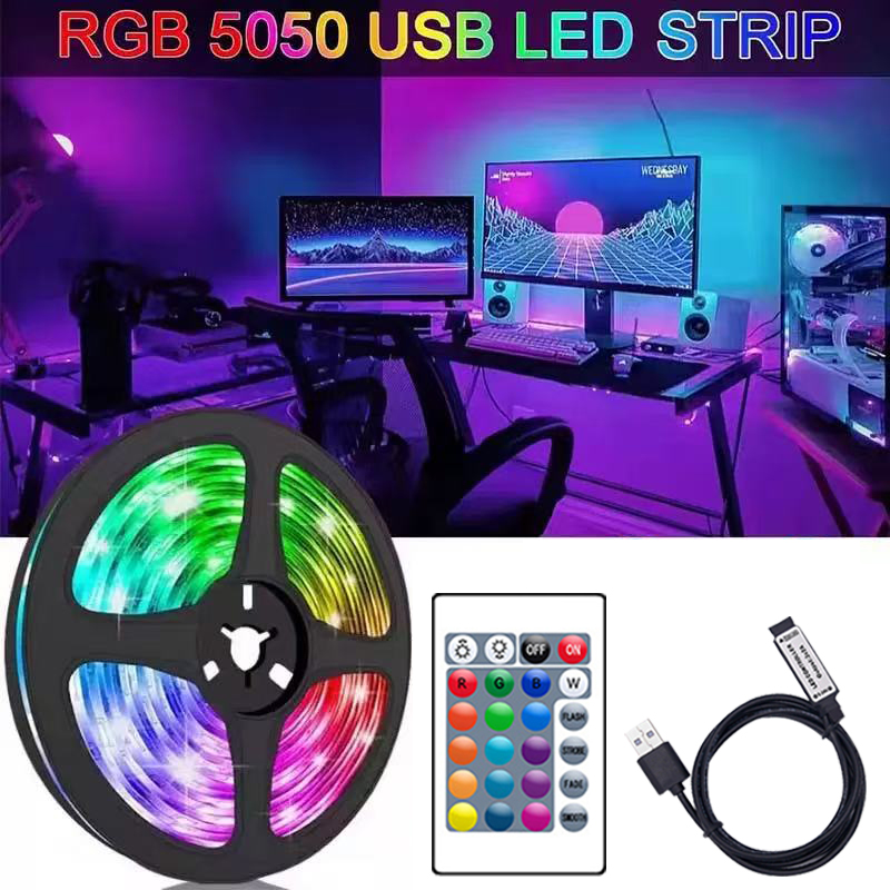 Smart TV Led Strip Lights Rgb5050 Tv Backlight Led Tape Light 5V Flexible Led Lighting Strips 24 key Led Strip Remote Rgb lightify