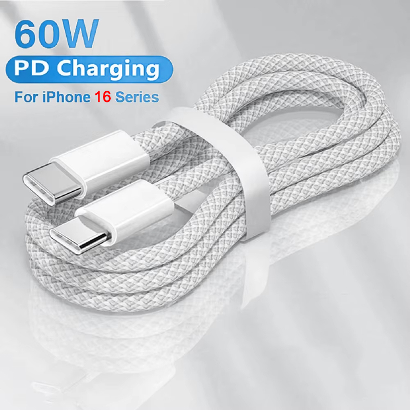1m 2m Long USB Type C to C Cable For iPhone 15 16 17 Pro Max iPad Data Charger PD 60W Fast charge Original USBC