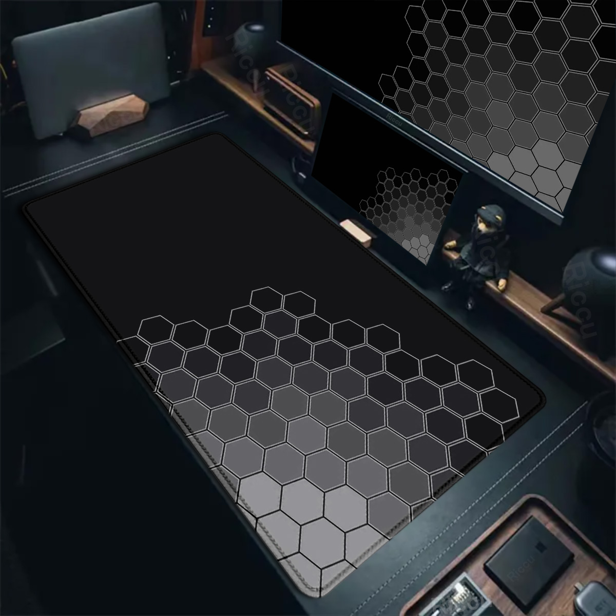 Gaming Mouse Pad Hexagon Geometric Art Design Keyboard Deskmat Gamer Large Mousepad Computer Office Non-slip Cushion Accessories