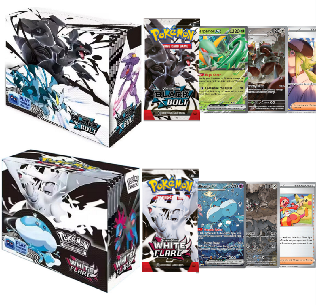 Hot Sale 40/360Pcs English Pokemon TCG Scarlet Violet 151 Destined Rivals Black Bolt White Flare Collection Cards Boys Toy