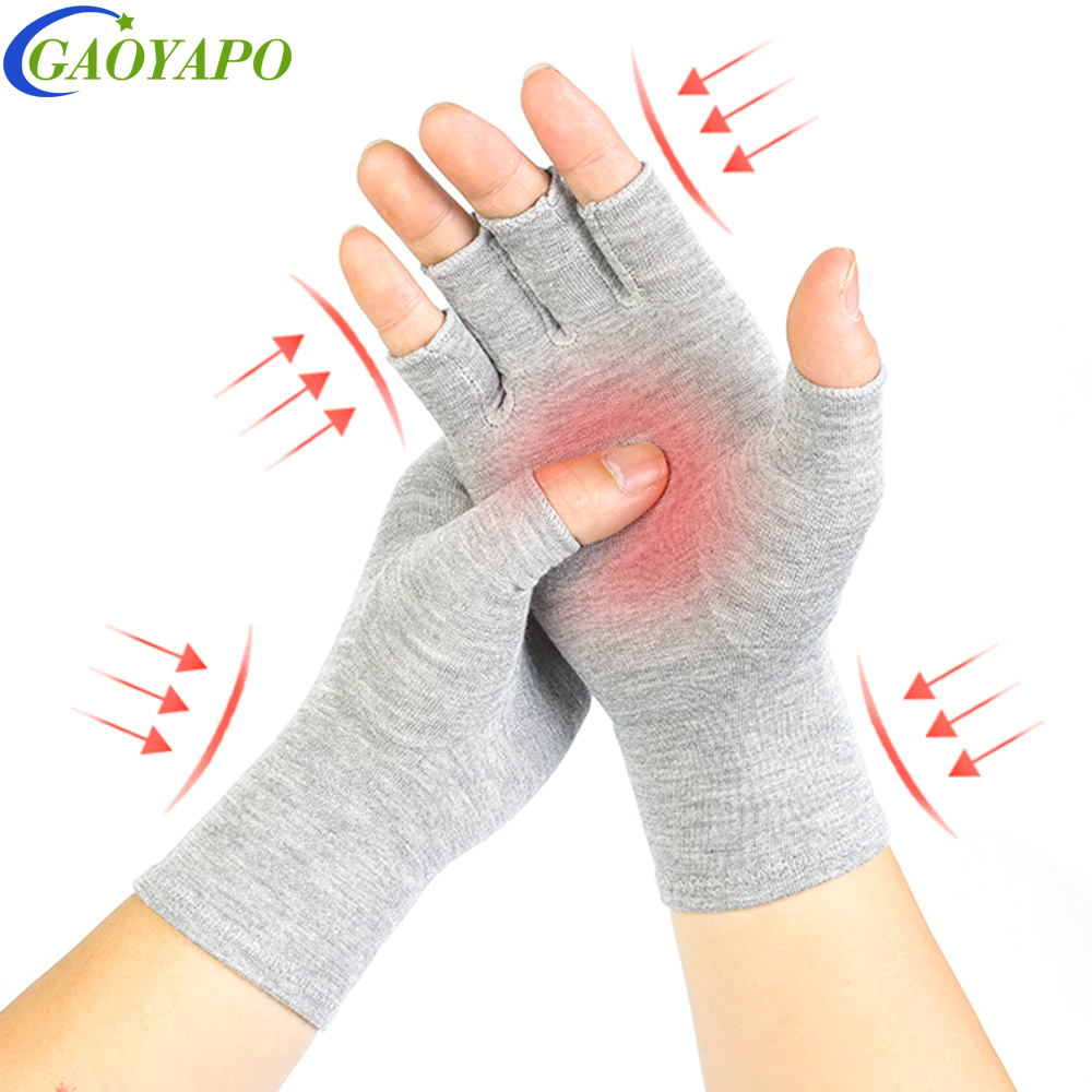 1Pair Premium Bamboo Gloves, Compres Bamboo Arthritis Gloves,Compres Gloves for Women Men,Fingerless Design, Breathable Fabric