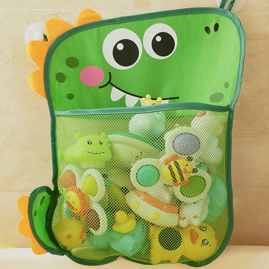 Baby Bath Organizer Children's bath toys storage mesh bag cartoon cute baby bathroom with suction cup hanging bag