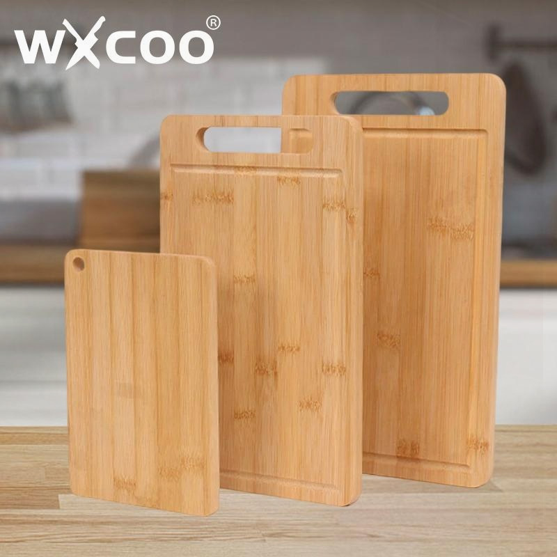 Double-Sided Bamboo Cutting Board - Natural Moso Bamboo Anti-Mold Kitchen Chopping Board with Vertical Stand