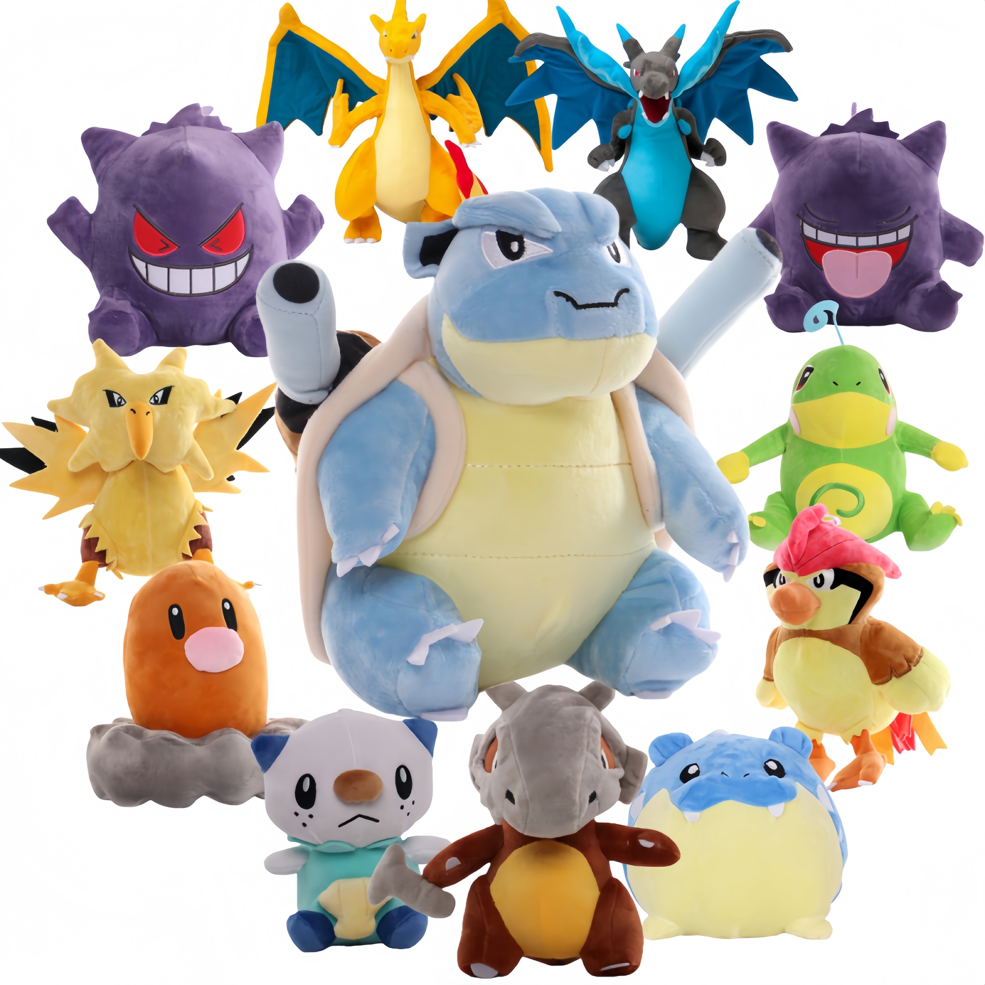 Anime Pokemon Blastoise Pikachu Plush Doll Toys Spheal Pidgeotto Gengar Zapdos Oshawott Cubone Toys for Kids Cartoon Xmas