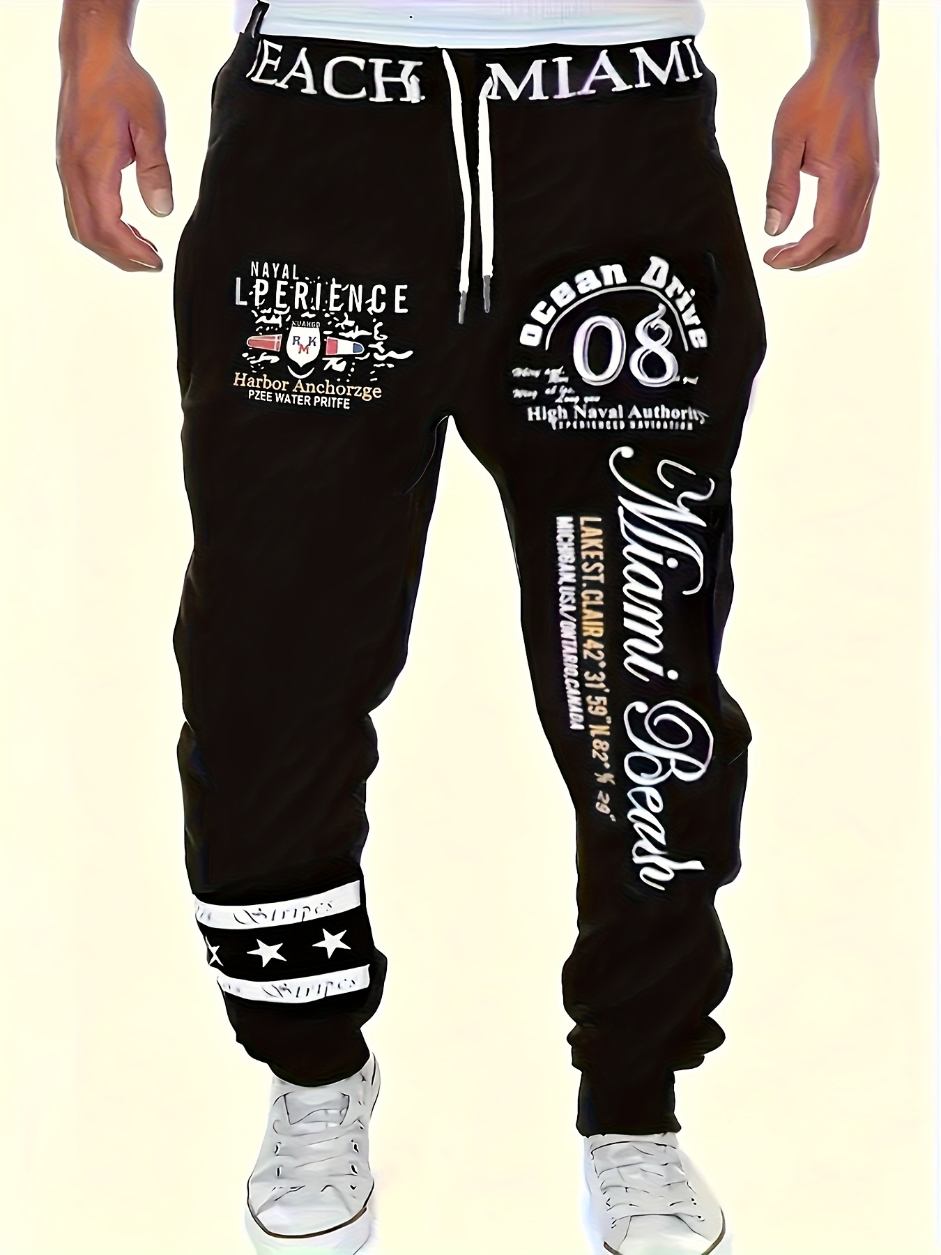 Fashionable Summer Men's Personalized Letter Graffiti Printed Comfortable Breathable Pants Outdoor Street Style Drawstring Pants