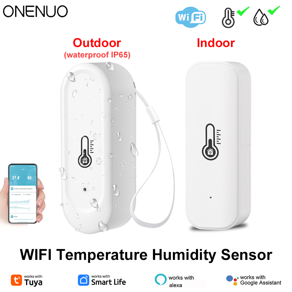 Tuya WiFi Outdoor IP65 Waterproof or Indoor Temperature Humidity Sensor Home Thermometer Compatible For Alexa Home Voice