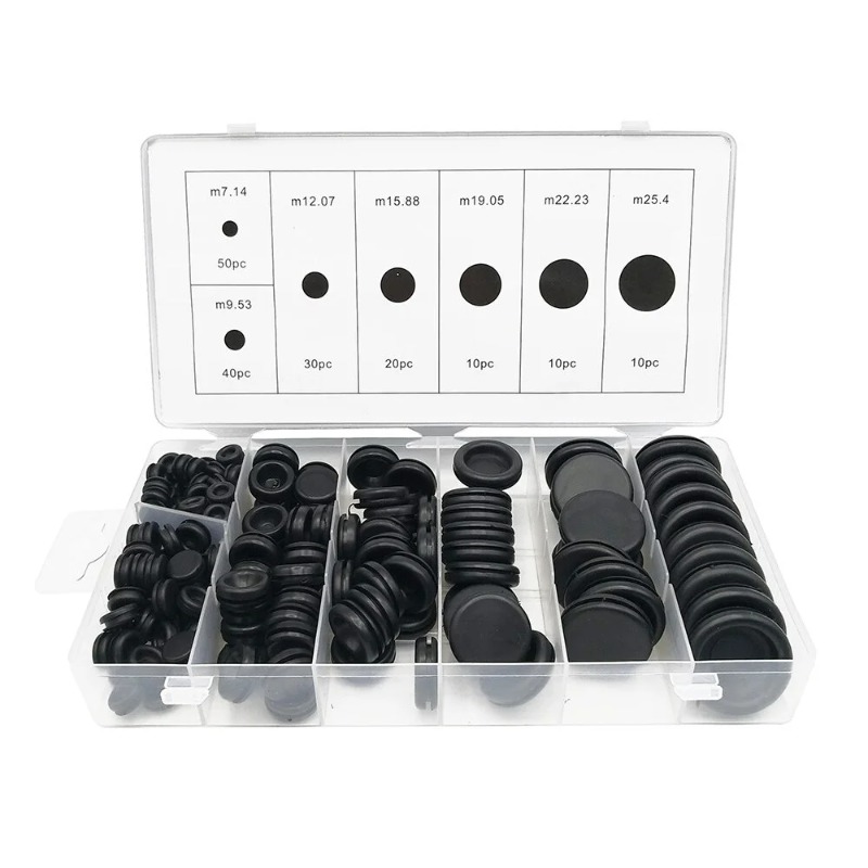 170pcs Black Rubber Grommet Firewall Hole Plug Retaining Ring Set Car Electrical Wire Gasket Kit for Valve Water Pipe Tools Set