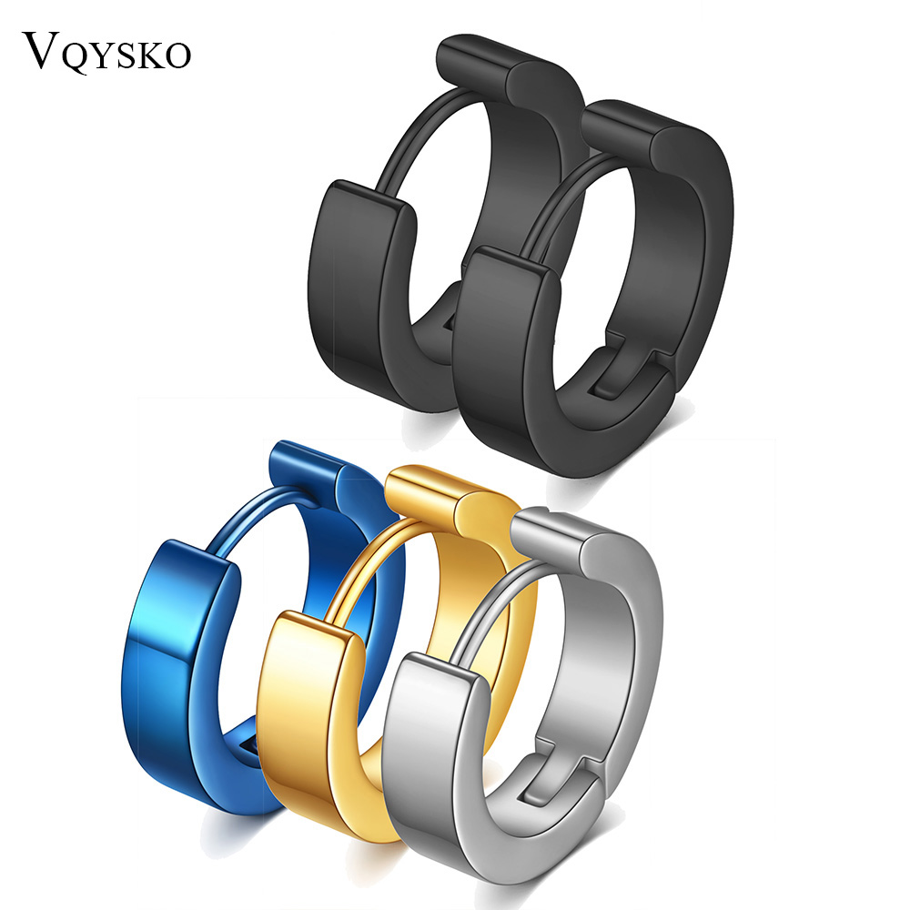 Simple horizontal bar inside 4MM frosted creative stainless steel ear buckle stylish men 304 titanium steel earrings exquisite m