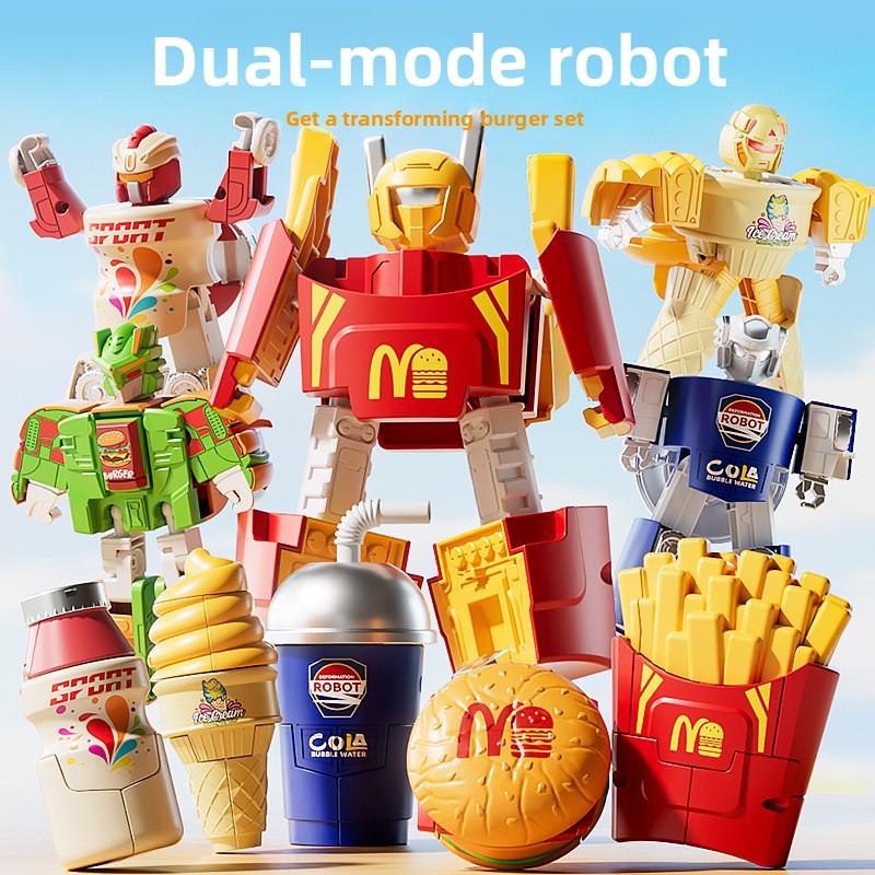 Children's Deformation Robot Toy Drink Hamburg French Fries Model Children's Fun Play House Boy