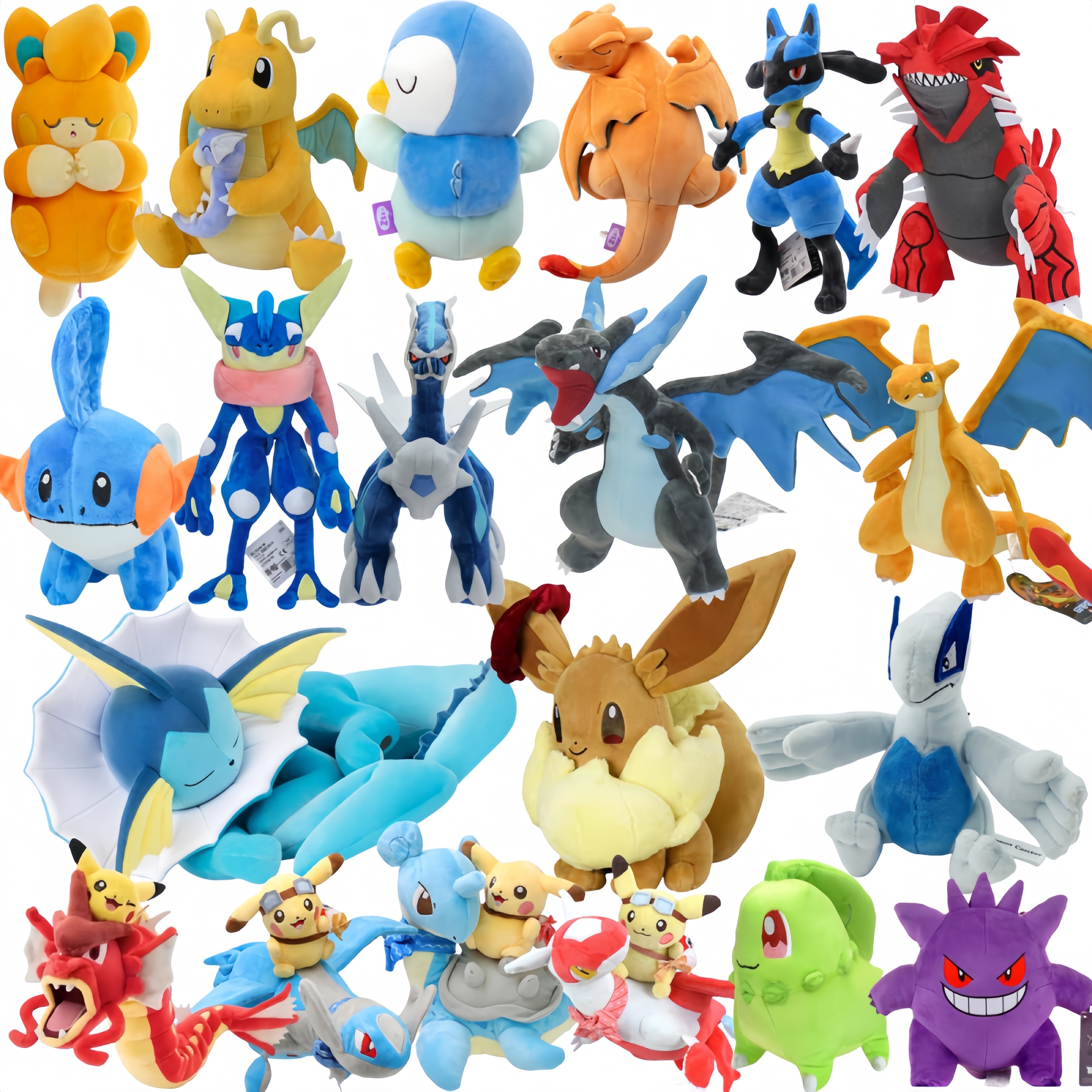 Sleeping Pikachu Peluche Riding Gyarados Lapras Latios Latias Plush Doll Pokemon Stuffed Toy Gengar Eevee Doll Xmas Kid